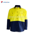 Neue Mens Cotton Shirt Hallo Vis Viz Sicherheit geschlossen Front Work Polo T-Shirt mit Taschen